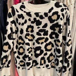 Sugarlips Black and Cream Leopard Print Sweater